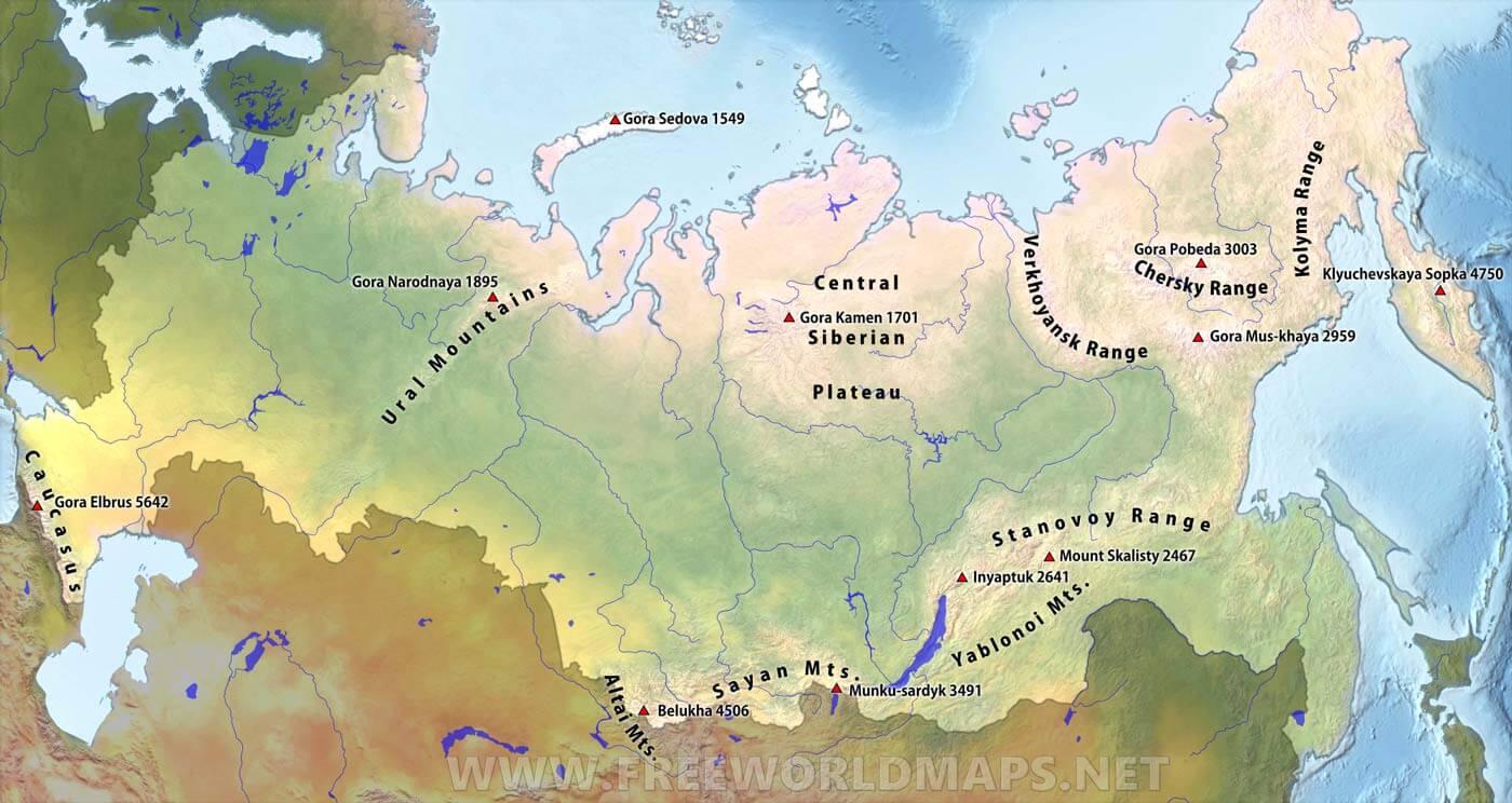 Montagne Russe En Plages De La Carte Montagnes Dans La Russie De La Carte Europe De L Est Europe