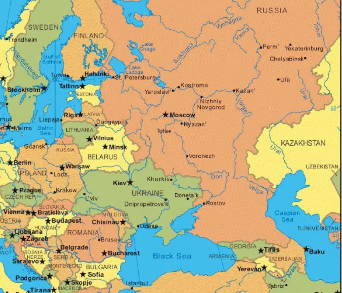 europe de l'est et la Russie carte