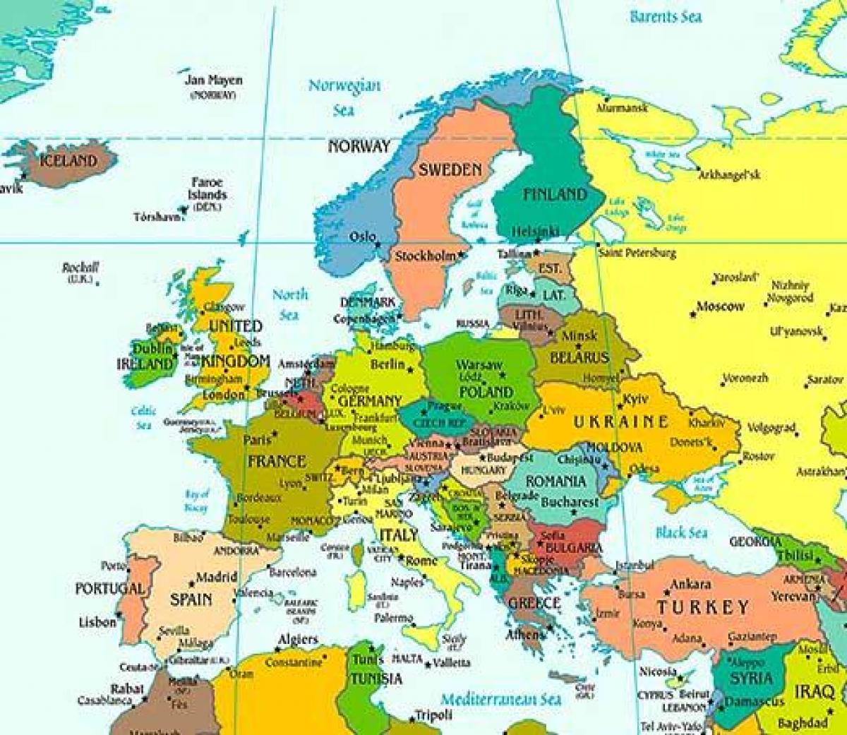 Carte De Leurope Et De La Russie Carte Europe De Lest