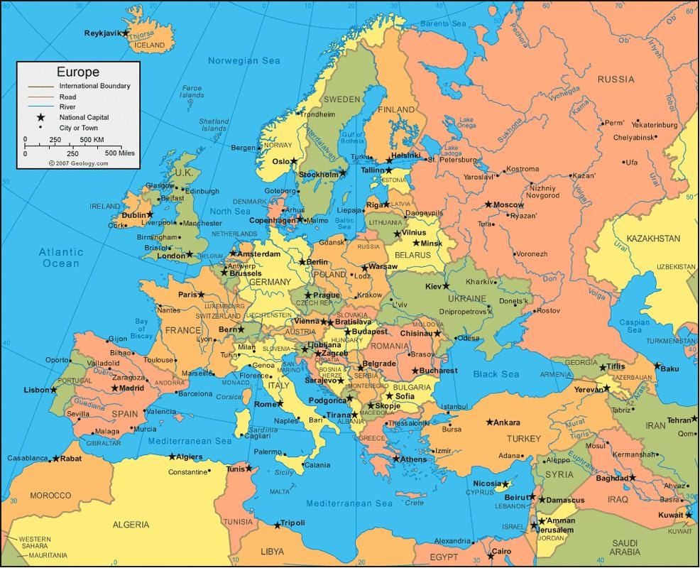La russie carte de l'europe