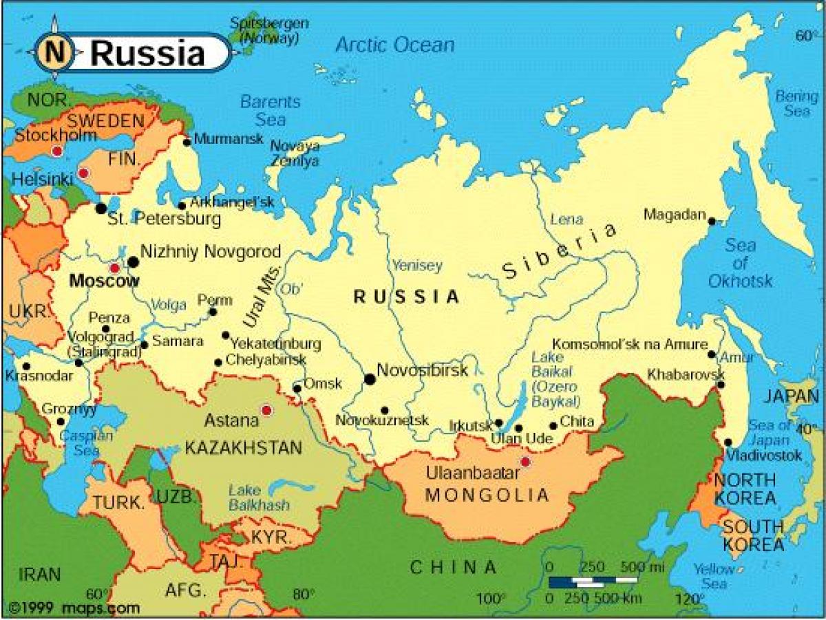 La russie et les pays environnants carte