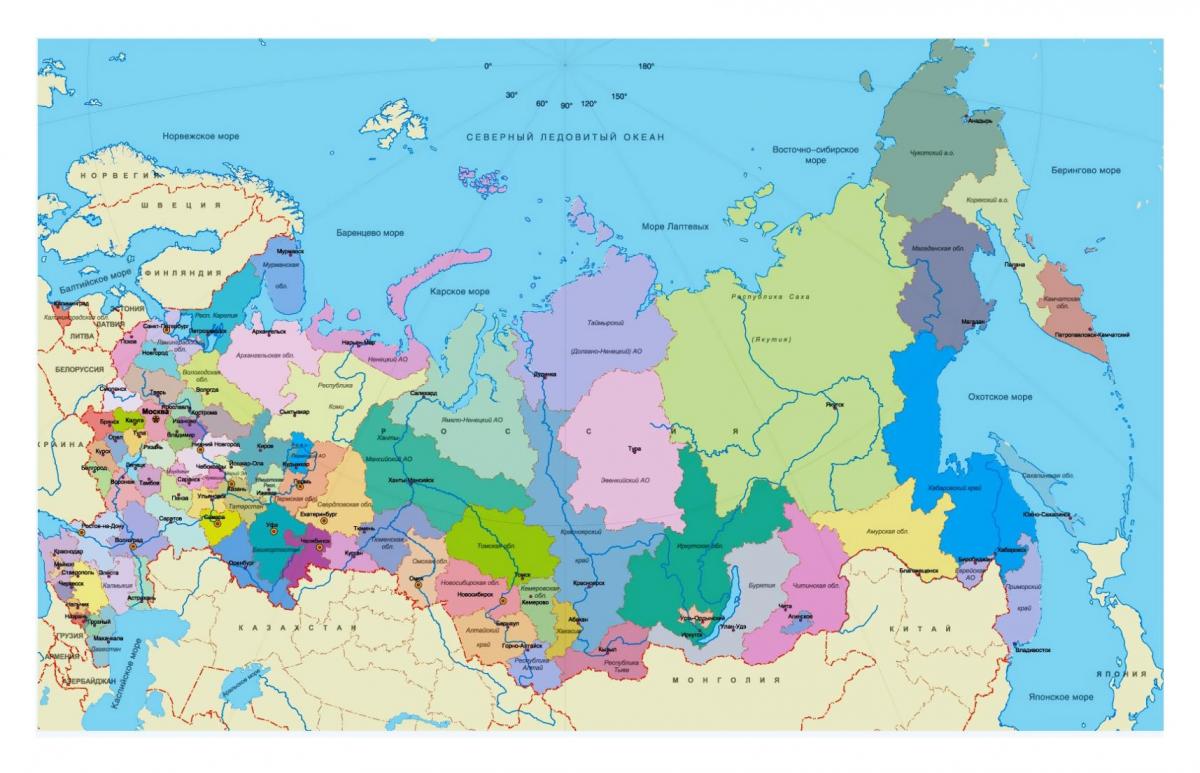 La russie les régions de carte