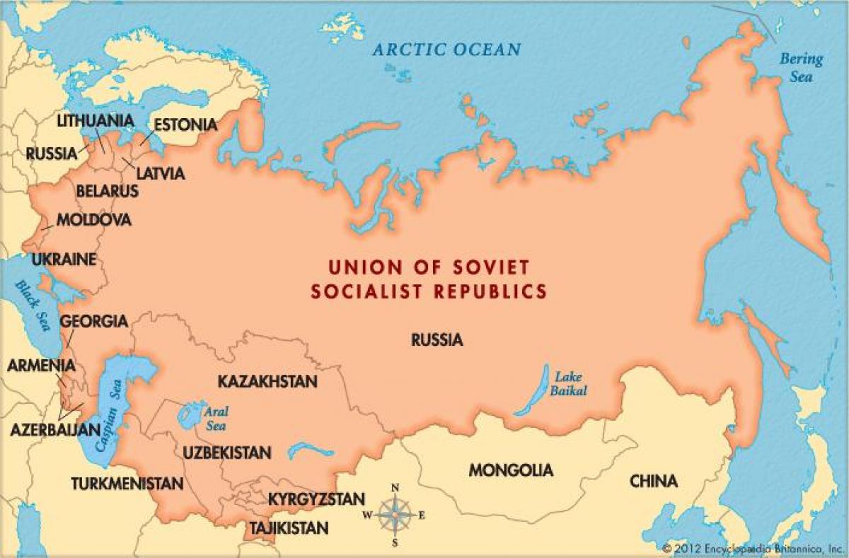 carte du monde avec l'URSS