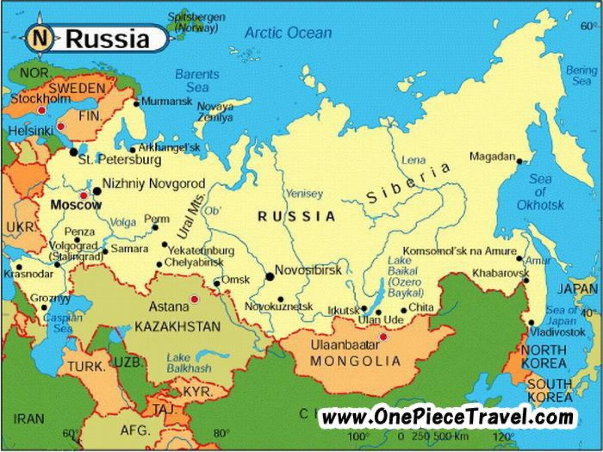 la carte touristique de la Russie