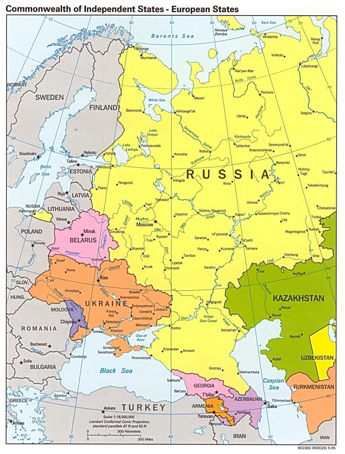 Ouest de la Russie, la carte - carte de l'ouest de la Russie (Europe de l'est  - Europe)