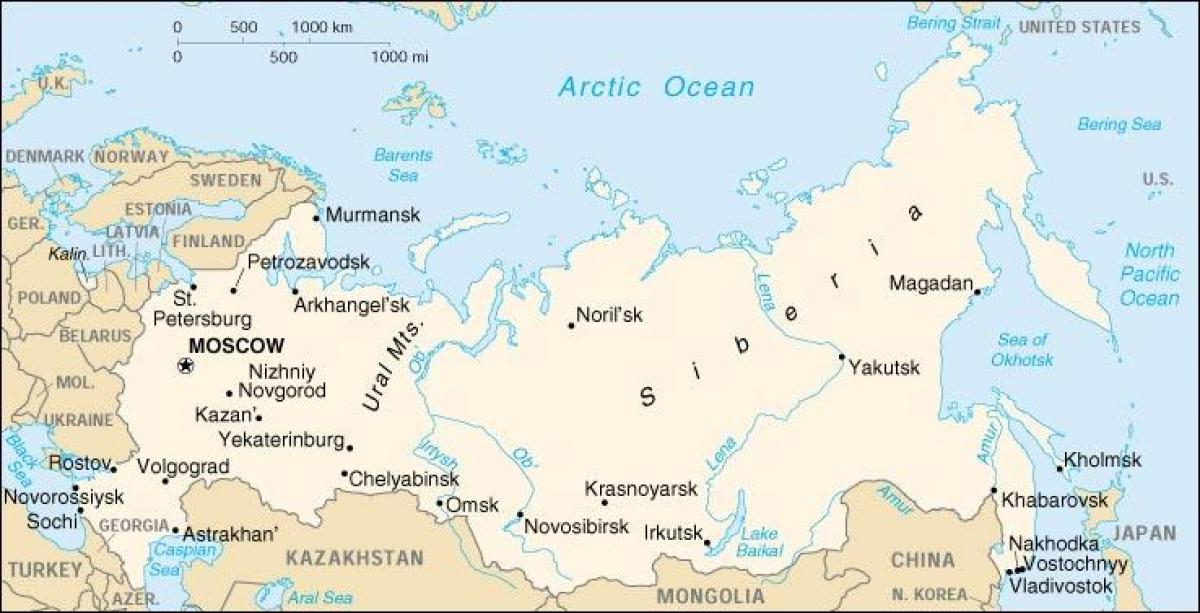 La russie frontière de la carte
