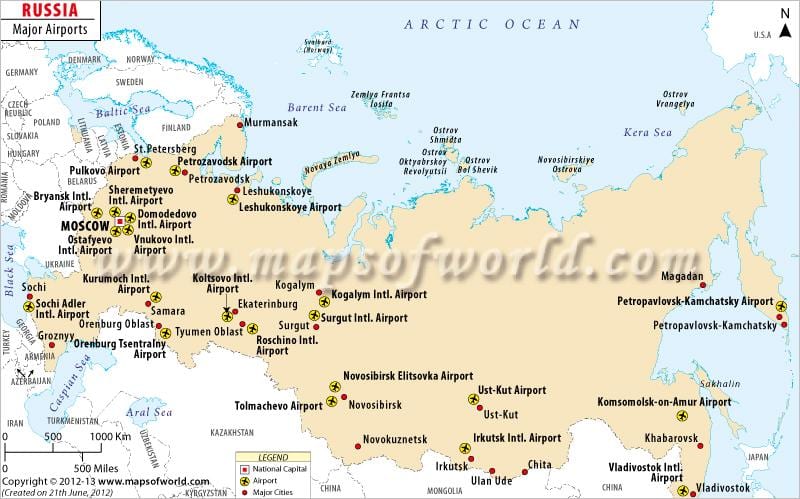 La russie carte de l'aéroport
