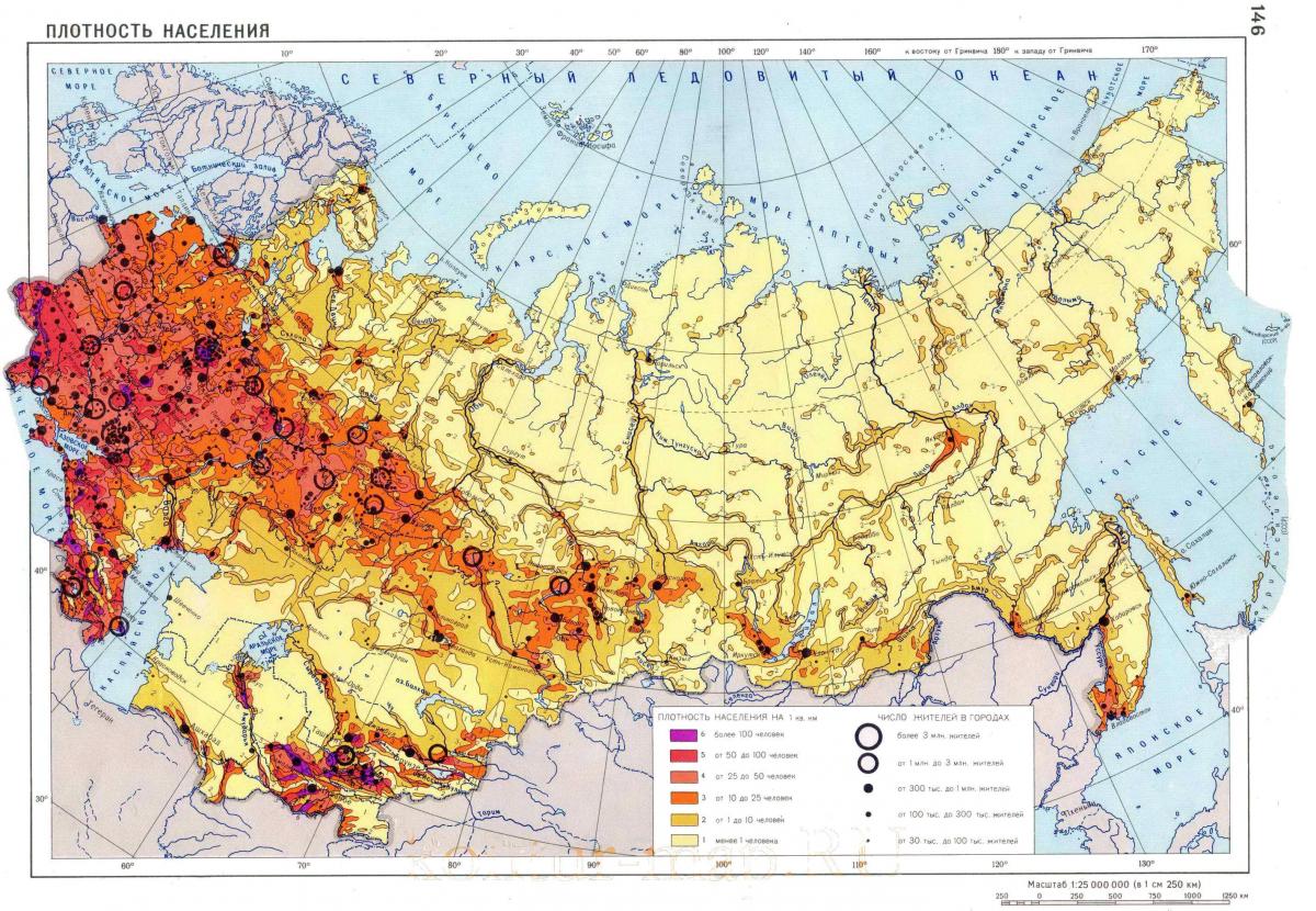 La russie carte de densité de population