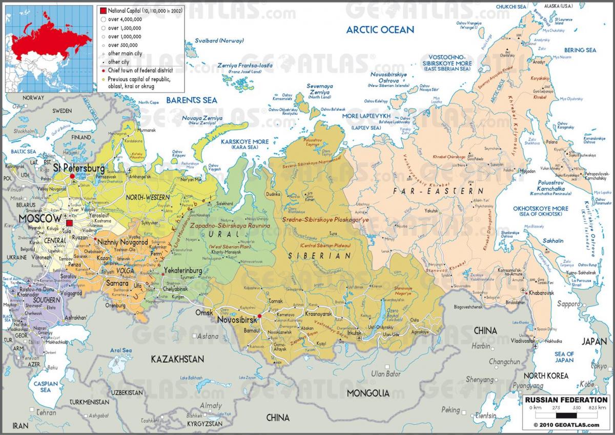 carte de la Russie les etats