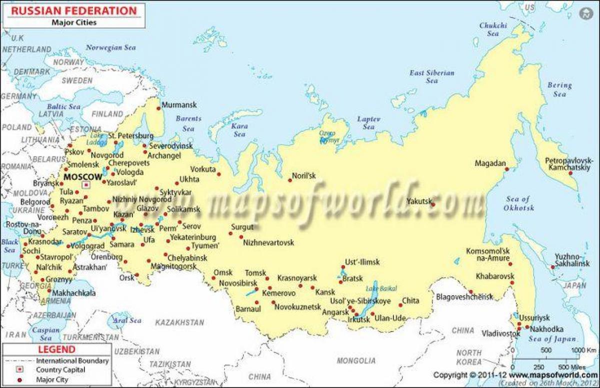 carte de la Russie et les villes