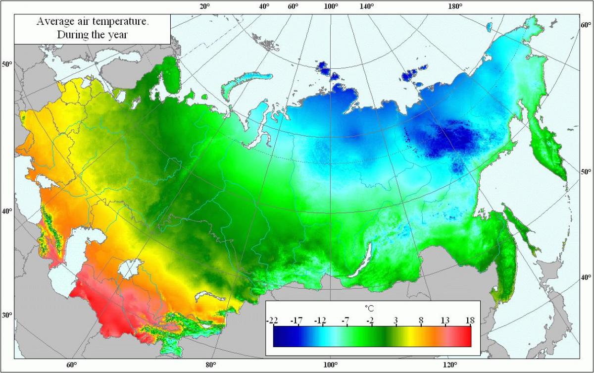 carte de la Russie de la température