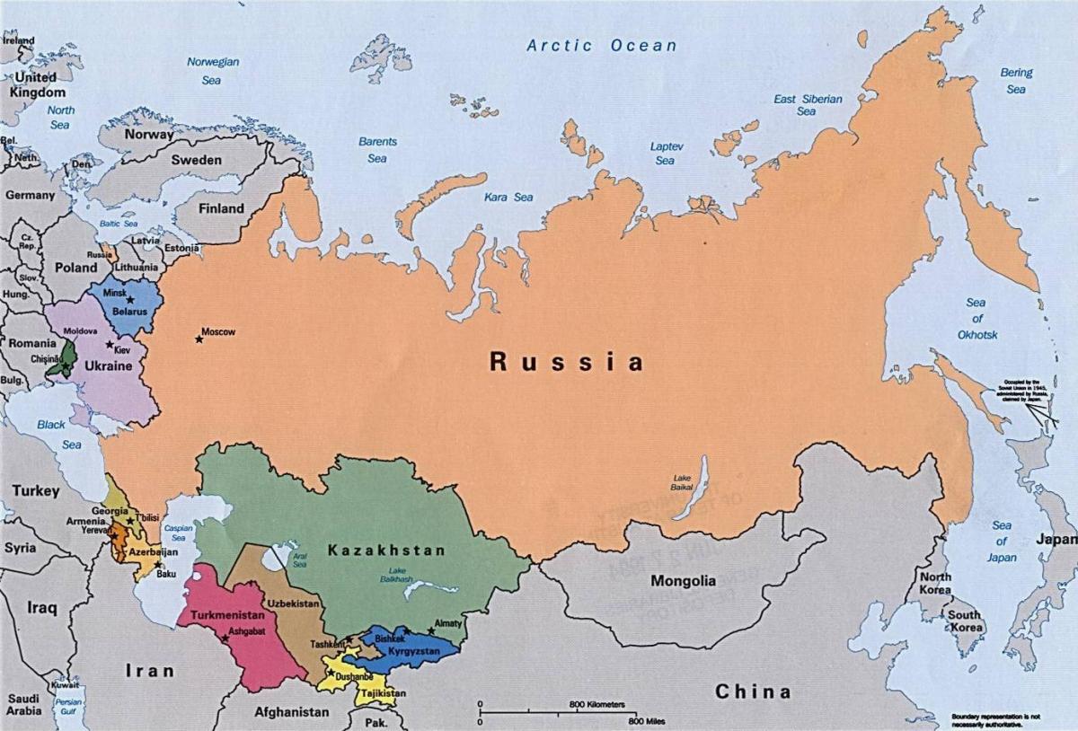 Russe continent de la carte