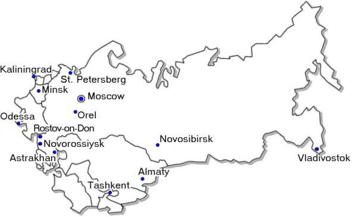 carte de la Russie avec les principales villes
