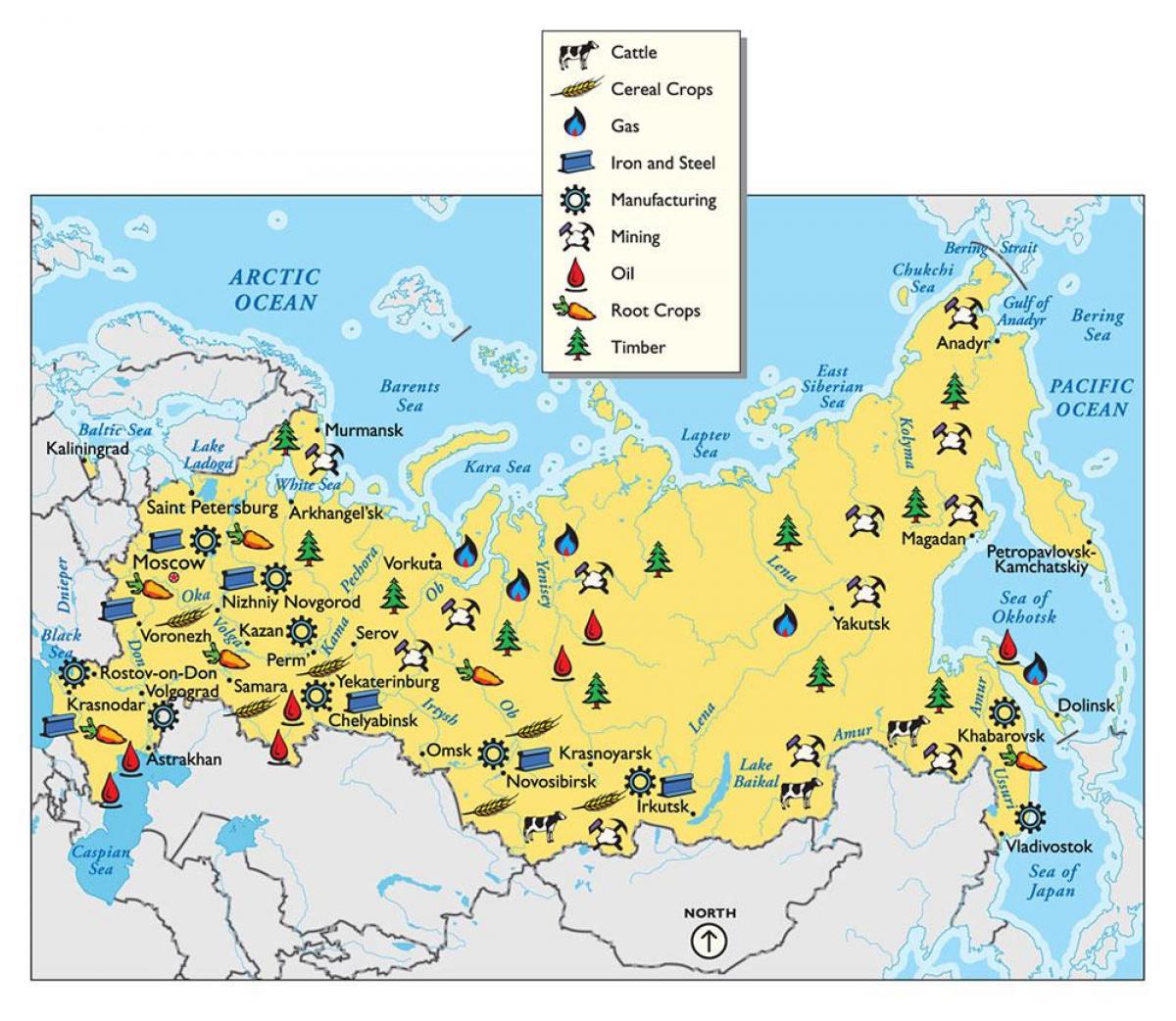 la carte des ressources de la Russie