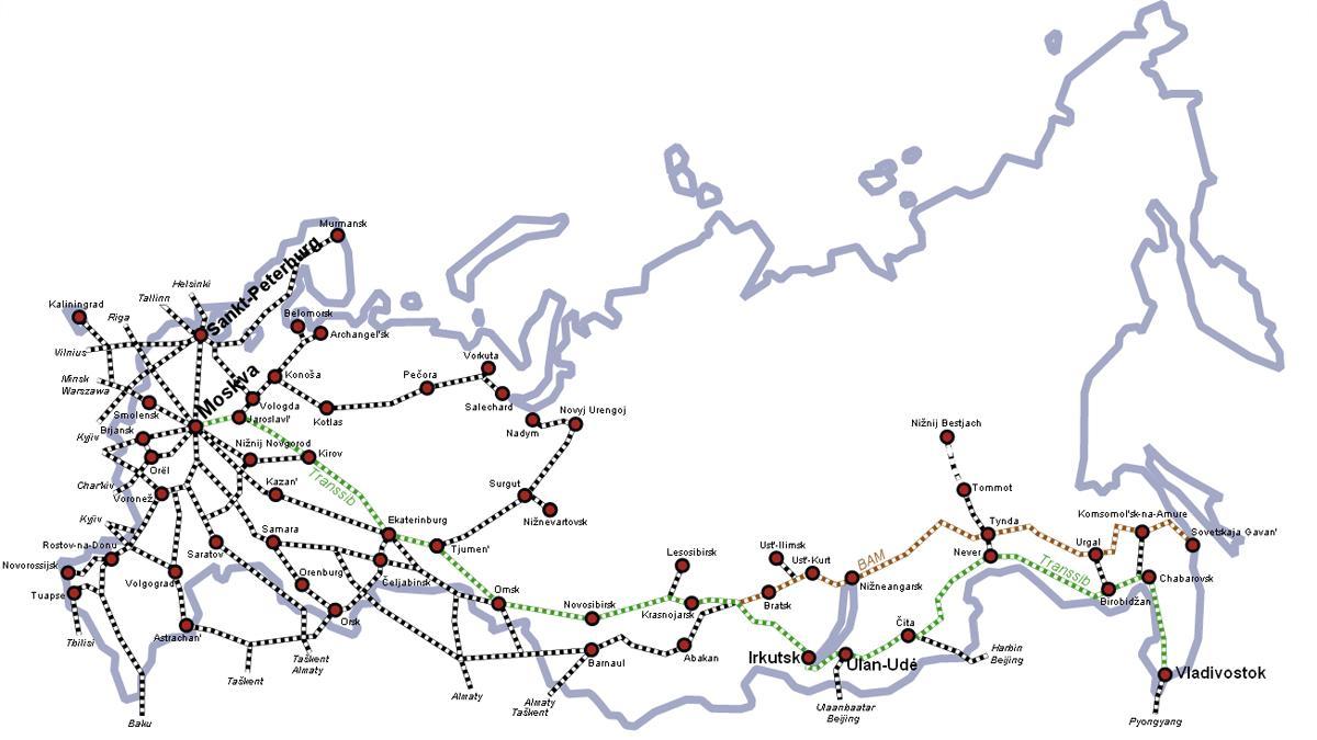 carte du train de la Russie