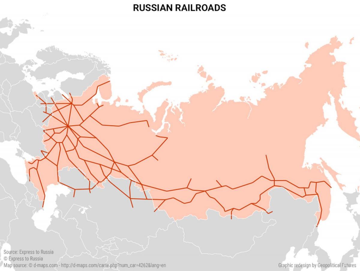 carte de la Russie transports
