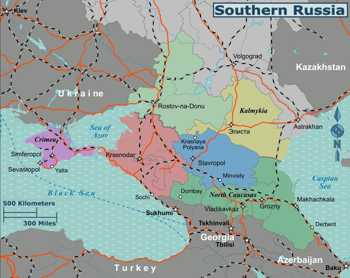 carte du sud de la Russie