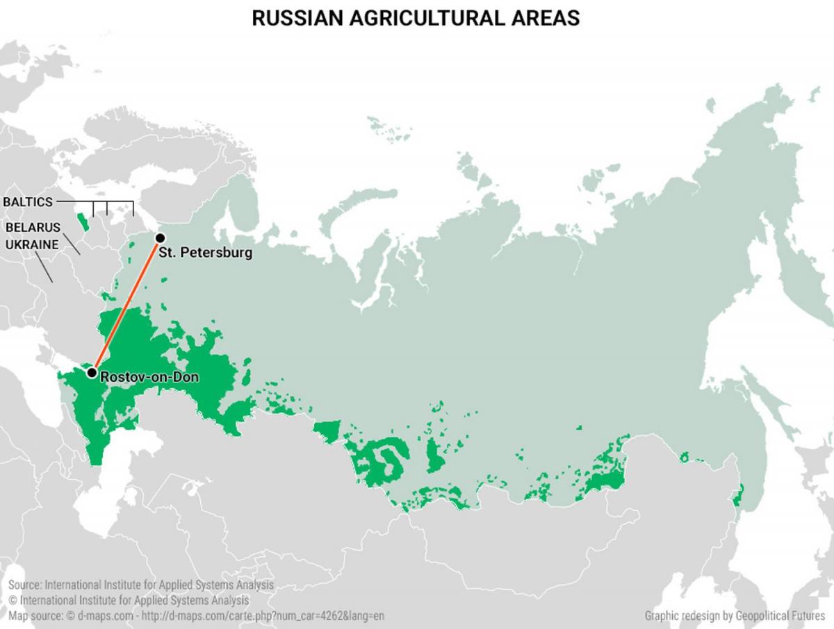 la carte de russe de l'agriculture