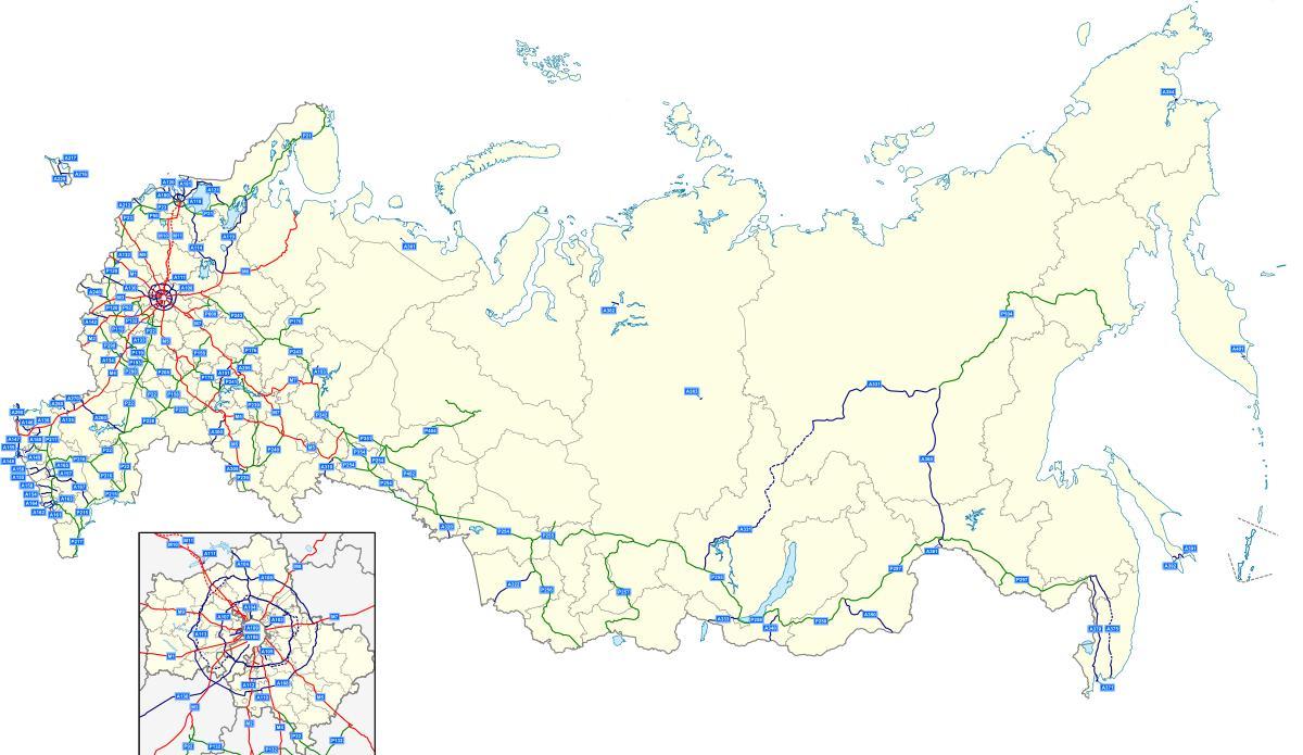 la carte de russe de l'autoroute