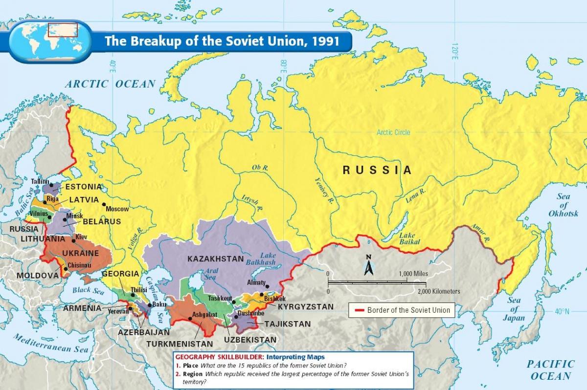 Union soviétique sur la carte du monde