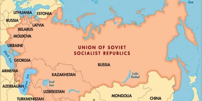 Carte du monde avec l'URSS