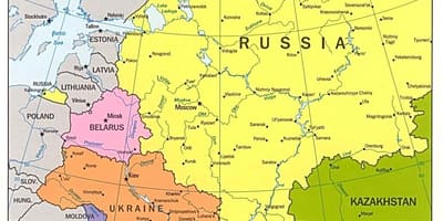 Carte de l'ouest de la Russie