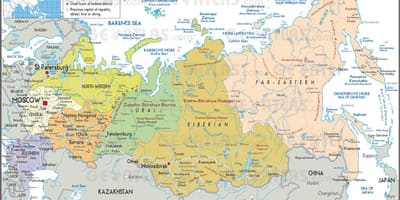 Carte de la Russie les etats