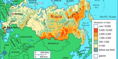 Carte en relief de la Russie