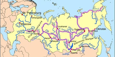 Carte des rivières de la Russie